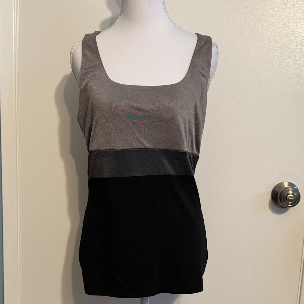 Express Gray and Black Color Block Tank Top